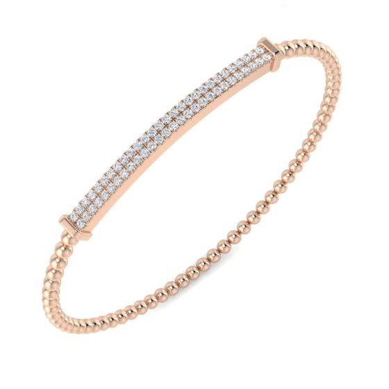 0.44ct SI1/G Round cut Natural Diamonds Pave Bangle in 18k Rose Gold