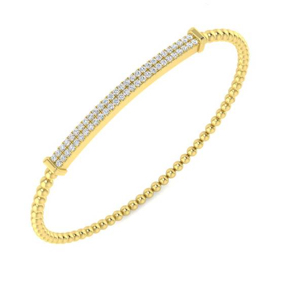 0.44ct SI1/G Round cut Natural Diamonds Pave Bangle in 18k Yellow Gold