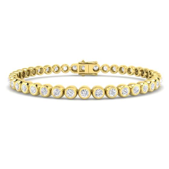 4.01ct VS/F Round cut Labgrown Diamonds Rubover Tennis Bracelet in 18k Yellow Gold