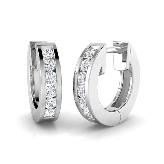 0.36ct SI2/G Round cut Natural Diamond Hoop Earrings in 18k White Gold
