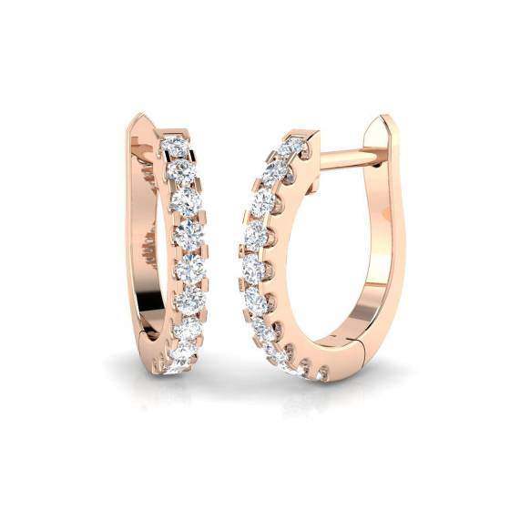 0.20ct SI1/G Round cut Natural Diamond Hoop Earrings in 18k Rose Gold