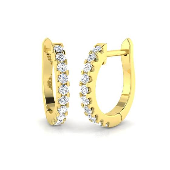 0.20ct SI1/G Round cut Natural Diamond Hoop Earrings in 18k Yellow Gold
