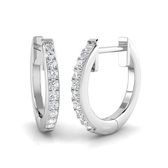0.11ct SI2/G Round cut Natural Diamond Hoop Earrings in 9k White Gold