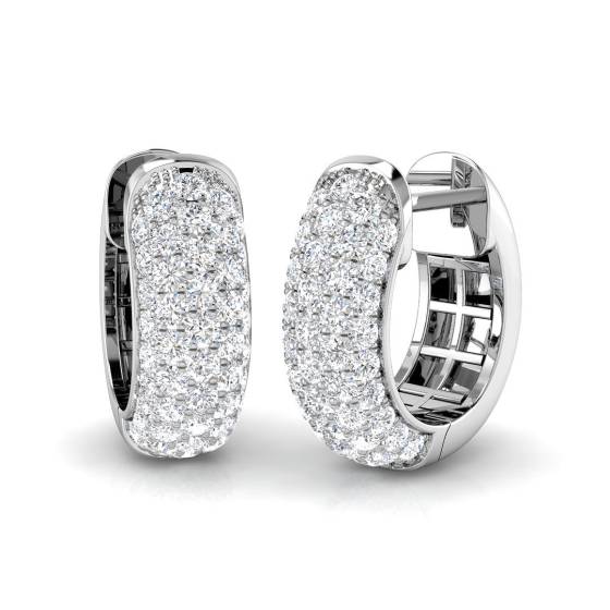 0.40ct SI2/G Round cut Natural Diamond Hoop Earrings in 9k White Gold