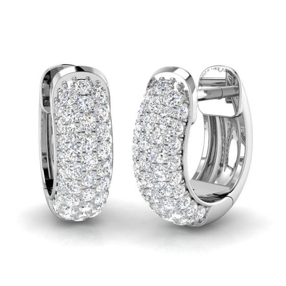 0.74ct SI2/G Round cut Natural Diamond Hoop Earrings in 18k White Gold