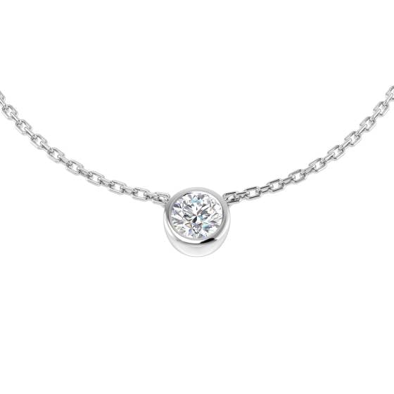 0.27ct SI2/G Round cut Natural Diamond Solitaire Necklace in 18k White Gold
