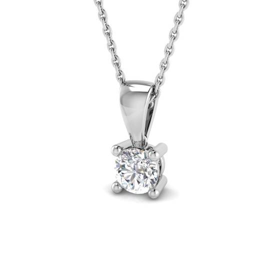 0.41ct I1/G Round cut Natural Diamond Solitaire Pendant in 18k White Gold