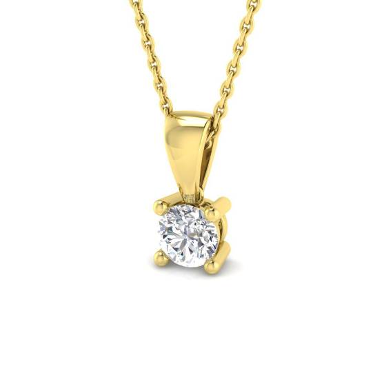 0.41ct I1/G Round cut Natural Diamond Solitaire Pendant in 18k Yellow Gold