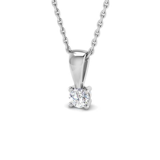 0.11ct SI2/G Round cut Natural Diamond Solitaire Pendant in 9k White Gold