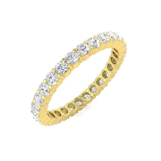1.00ct SI2/G Round cut Natural Diamond Full Eternity Ring in 18k Yellow Gold