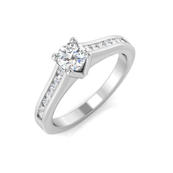 0.50ct SI1/G Round cut Natural Diamond Solitaire Engagement Ring in 18k White Gold
