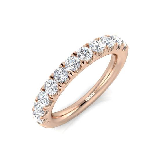 0.72ct SI1/G Round cut Natural Diamond Half Eternity Ring in 18k Rose Gold