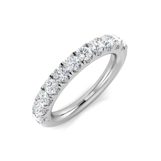 0.81ct I1/G Round cut Natural Diamond Half Eternity Ring in 9k White Gold