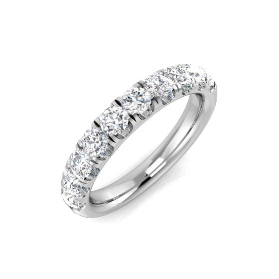 1.03ct SI1/G Round cut Natural Diamond Half Eternity Ring in Platinum