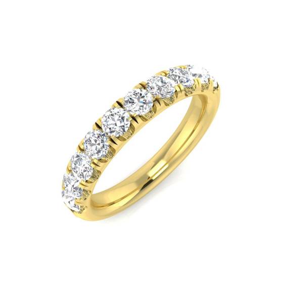 1.03ct SI1/G Round cut Natural Diamond Half Eternity Ring in 18k Yellow Gold
