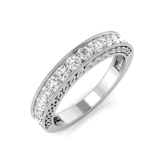 0.50ct SI1/G Round cut Natural Diamond Half Eternity Ring in Platinum