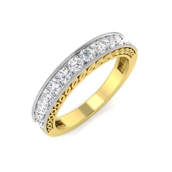 0.50ct SI1/G Round cut Natural Diamond Half Eternity Ring in 18k Yellow Gold
