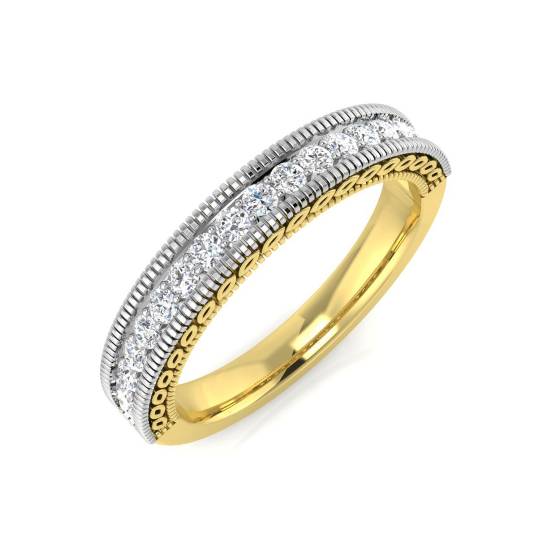 0.28ct SI1/G Round cut Natural Diamond Half Eternity Ring in 18k Yellow Gold