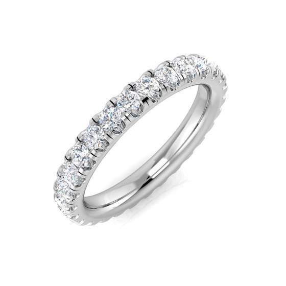 0.99ct SI1/G Round cut Natural Diamond Full Eternity Ring in 18k White Gold