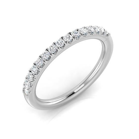 0.20ct SI1/G Round cut Natural Diamond Half Eternity Ring in 18k White Gold