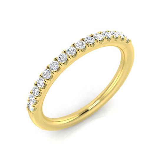 0.20ct SI1/G Round cut Natural Diamond Half Eternity Ring in 18k Yellow Gold