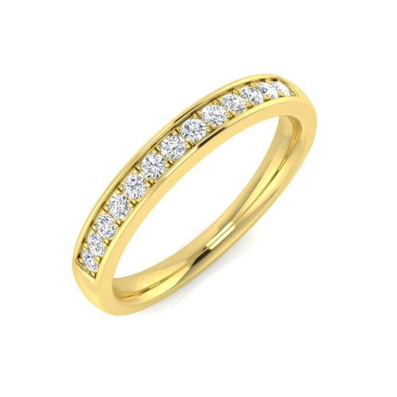 0.19ct SI1/G Round cut Natural Diamond Half Eternity Ring in 18k Yellow Gold