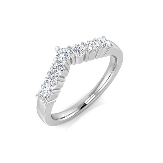 0.50ct SI2/G Round cut Natural Diamond Wishbone Ring in 18k White Gold