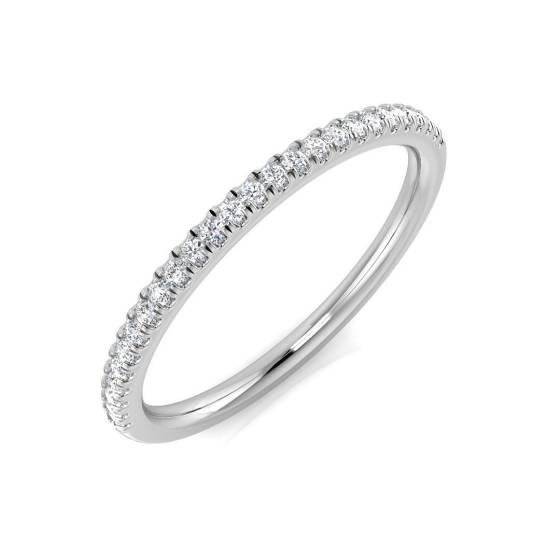0.10ct SI1/G Round cut Natural Diamond Half Eternity Ring in 18k White Gold