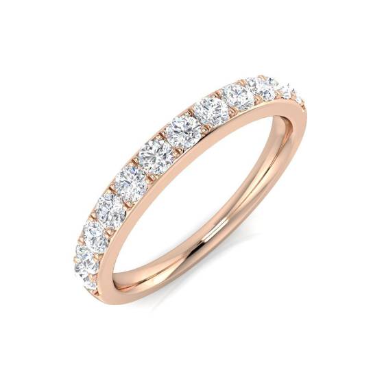 0.54ct SI1/G Round cut Natural Diamond Half Eternity Ring in 18k Rose Gold