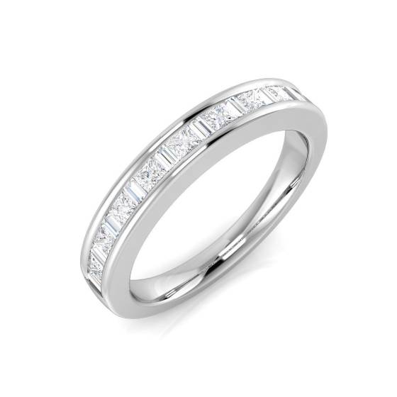 0.36ct SI1/G Princess cut Natural Diamond Half Eternity Ring in Platinum