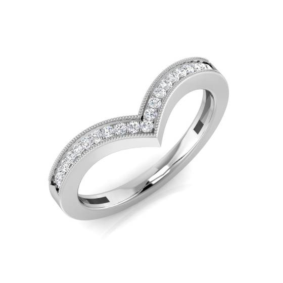 0.10ct SI1/G Round cut Natural Diamond Wishbone Ring in Platinum