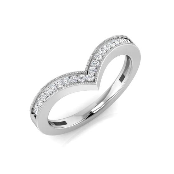 0.10ct SI1/G Round cut Natural Diamond Wishbone Ring in Platinum