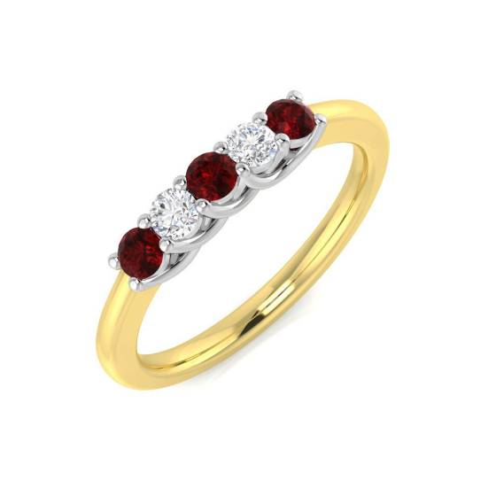 0.37ct SI1/G Round cut Ruby Gemstone Ring in 18k Yellow Gold