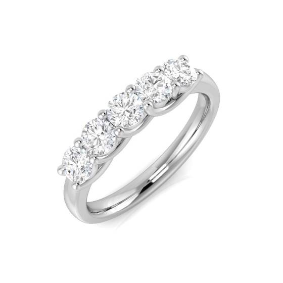 0.72ct VS/F Round cut Labgrown Diamond 5 Stone Ring in Platinum