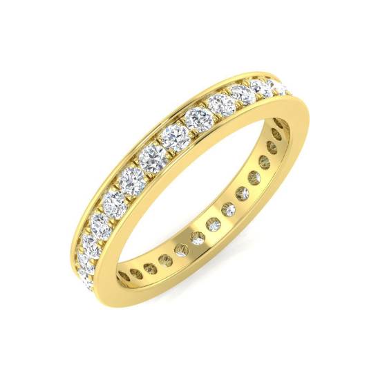 0.80ct SI1/G Round cut Natural Diamond Full Eternity Ring in 18k Yellow Gold