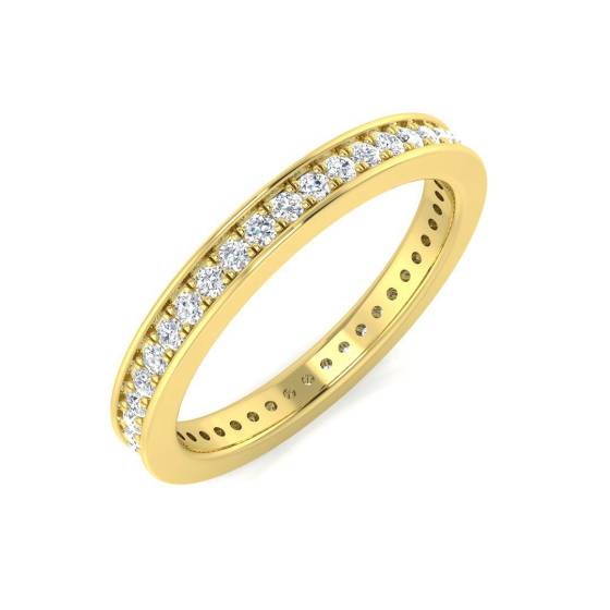 0.47ct SI1/G Round cut Natural Diamond Full Eternity Ring in 18k Yellow Gold