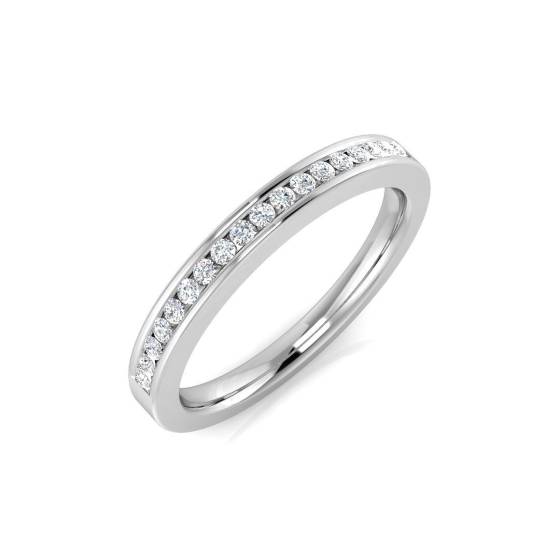 0.14ct SI1/G Round cut Natural Diamond Half Eternity Ring in 18k White Gold
