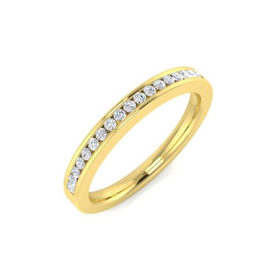 0.14ct SI2/G Round cut Natural Diamond Half Eternity Ring in 9k Yellow Gold