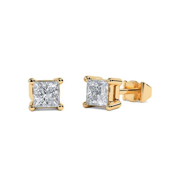 0.25ct VS/E-F Princess Natural Diamond Stud Earrings