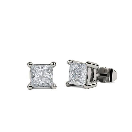 0.55ct VS/E-F Princess Natural Diamond Stud Earrings