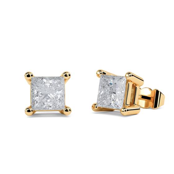 0.80ct VS/E-F Princess Natural Diamond Stud Earrings
