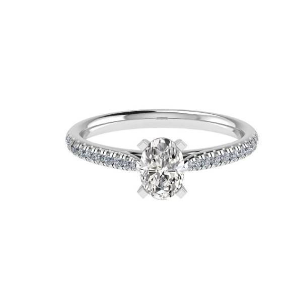 0.50ct VS1/G Oval Natural Diamond Shoulder Set Ring