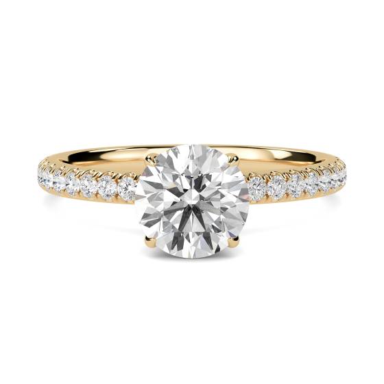 1.40ct SI2/E Round Natural Diamond Single Halo Shoulder Set Ring