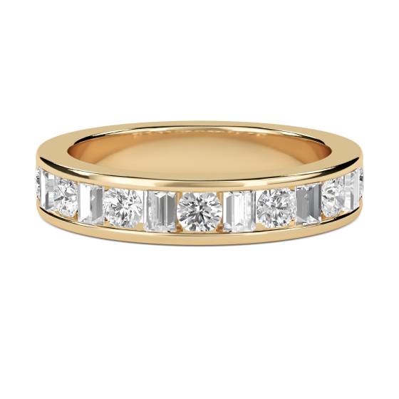 0.30ct VS/E-F 3mm Petite Round and Baguette Natural Diamond Eternity Ring