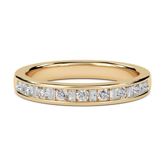 0.35ct VS/E-F 3mm Petite Round and Baguette Natural Diamond Eternity Ring