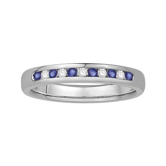0.50ct VS/E-F 3mm Blue Sapphire and Natural Diamond Eternity Ring