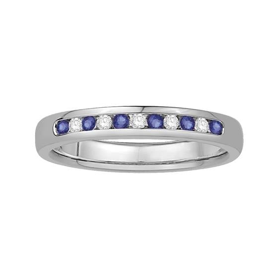 0.15ct VS/E-F 3mm Blue Sapphire and Natural Diamond Eternity Ring