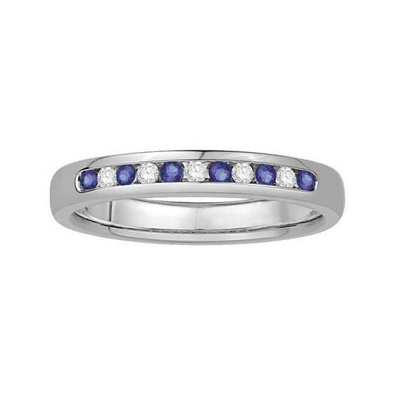 0.15ct VS/E-F 3mm Blue Sapphire and Natural Diamond Eternity Ring
