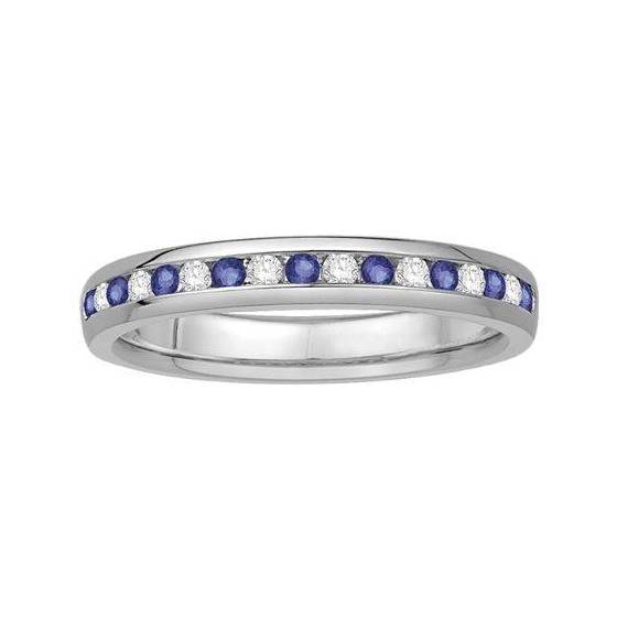 0.25ct VS/E-F 3mm Blue Sapphire and Natural Diamond Eternity Ring