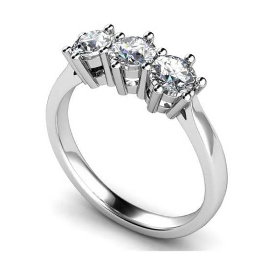 0.33ct VS/F-G Elegant Round Natural Diamond Trilogy Ring